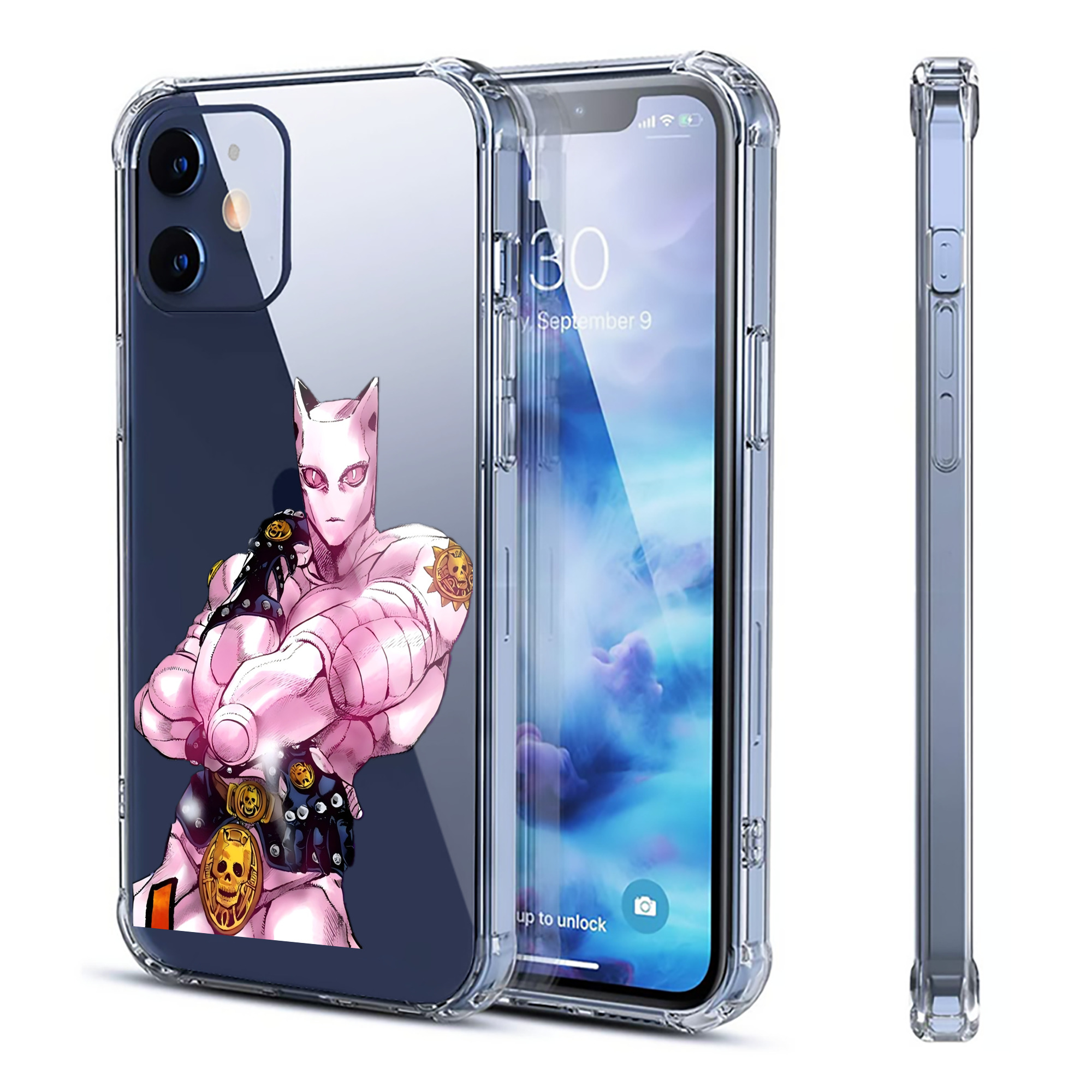（画像用） ジョジョの奇妙な冒険 きら よしかげ JoJo's Bizarre Adventure Kira Yoshikage 【iPhone 12シリーズ対応】透明スマホケース（クリアソフトケース）